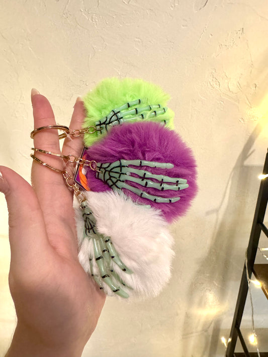 Skeleton Hand PomPom Keychain