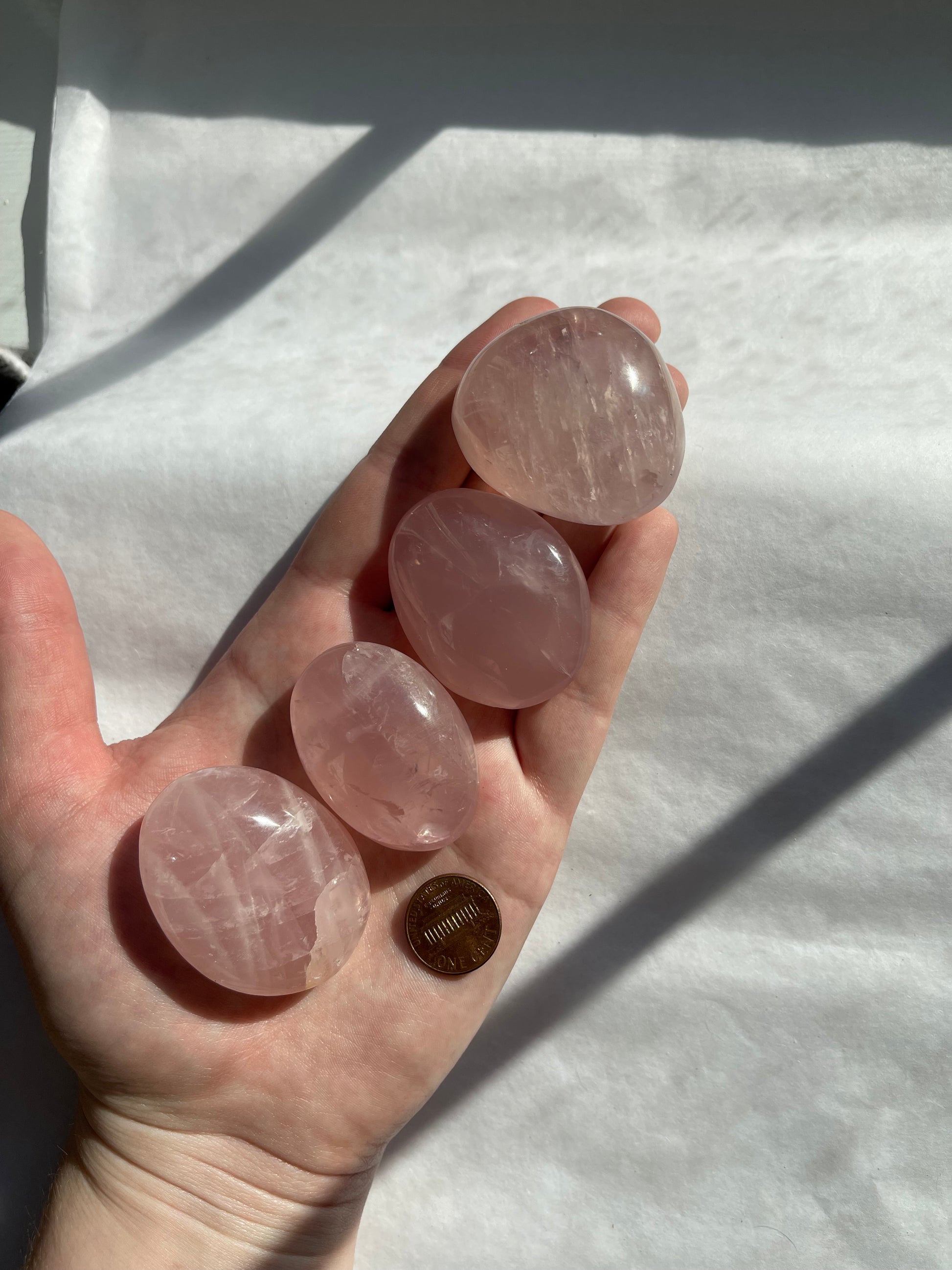 Rose Quartz Palm Stone - Lillian's Crystal Shop