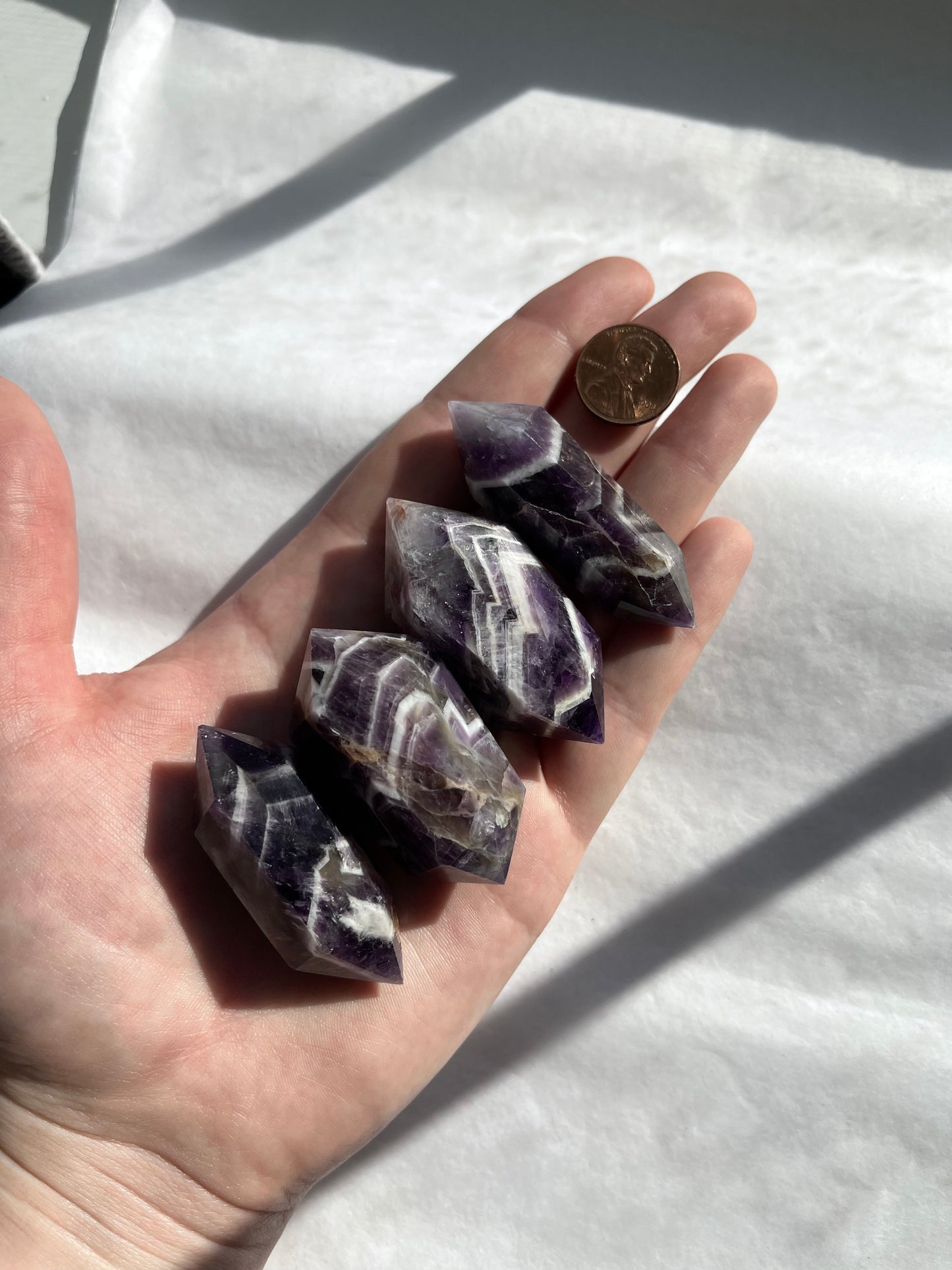 Chevron Amethyst Double Terminated Points - Lillian's Crystal Shop