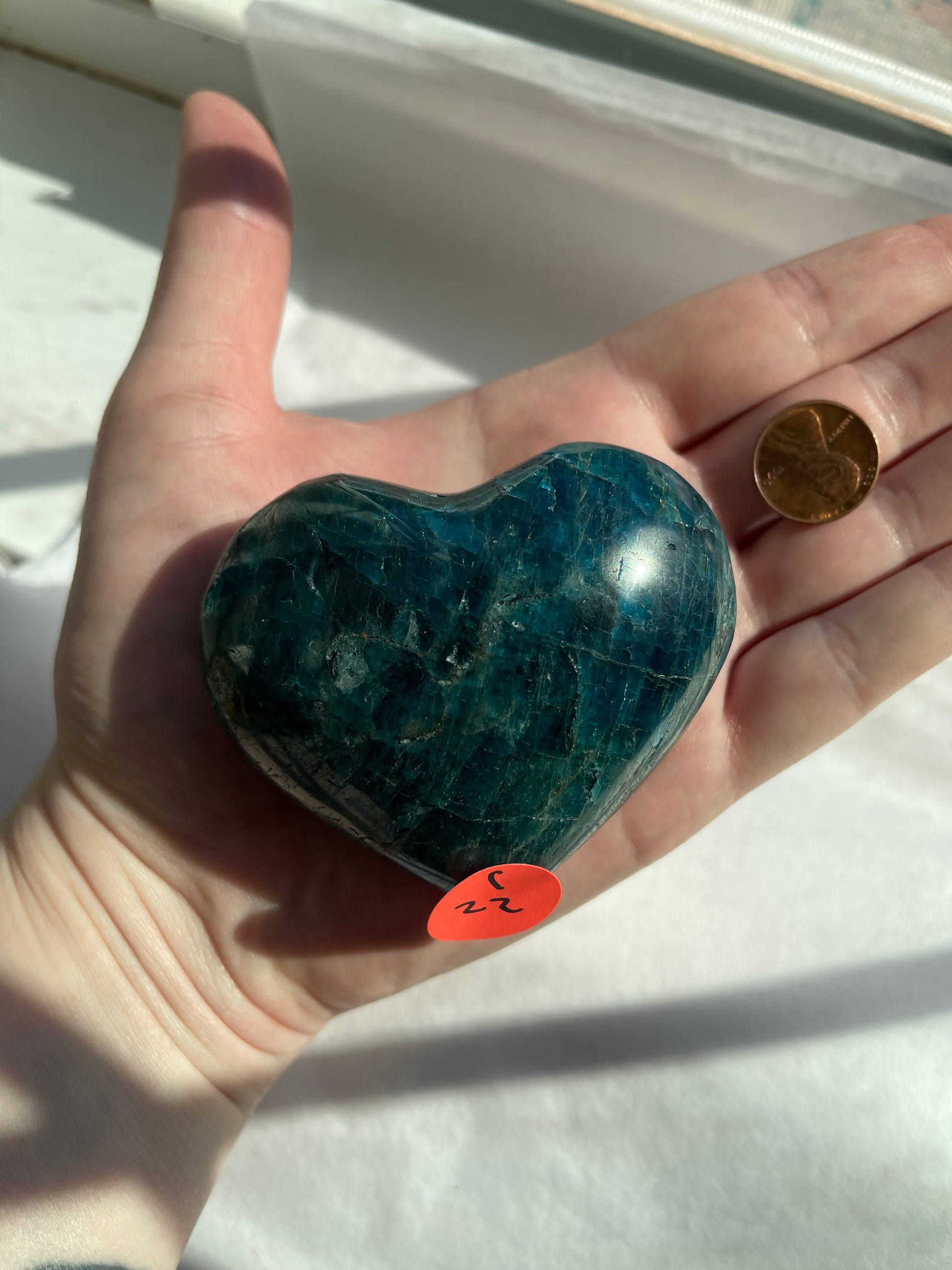 Large Blue Apatite Heart - Lillian's Crystal Shop