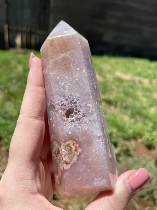Flower Agate and Amethyst Towers - Lillian's Crystal Shop